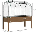 Outsunny Raised Garden Bed with PE Greenhouse Cover 48x22x46 inch Brown - Image 7
