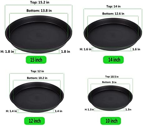 8 Pack 10Inch 12Inch 14Inch 15 Inch Plant Saucer Plastic Plant Saucer Drip Trays Plant Saucers for Indoors Outdoor Plant (10+12+14+15 inch) Black - Image 2