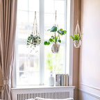Mkono Macrame Plant Hangers Indoor 35"/29"/23" Hanging Planter Holder Set of 3 and Fake Hanging Plant with Pot Set of 1 - Image 2