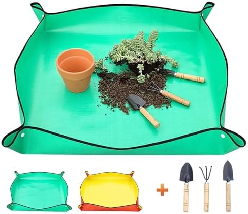 Repotting Mat Planting Mat Waterproof Foldable Garden Mat Garden Potting Pad for Flowerpot Transplanting Mixing Soil Plant Pruning Garden Tool(Orange 75x100CM) - Image 2
