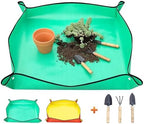 Repotting Mat Planting Mat Waterproof Foldable Garden Mat Garden Potting Pad for Flowerpot Transplanting Mixing Soil Plant Pruning Garden Tool(Green 50x50CM Set) - Image 2