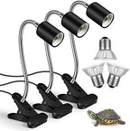 3 Set Reptile Heat Lamp UVA/UVB Turtle Heat Lamp Holder Fixture Clamp Basking Spot Adjustable 50w Full Spectrum Sun Sunbathe Bulb for Turtle Lizard Bearded Dragon Snake Aquarium Amphibian(Black) by Hortsun