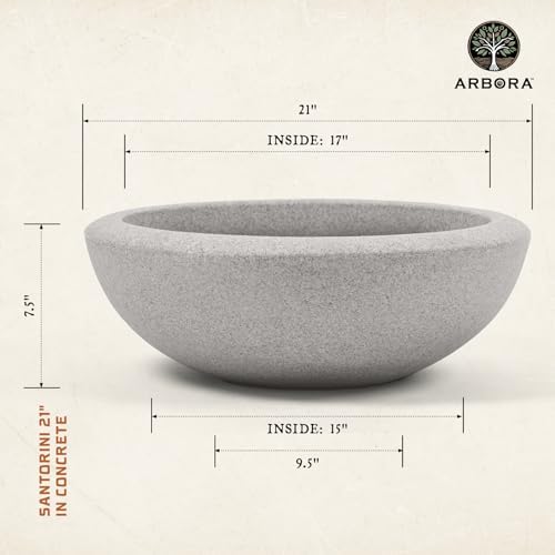 ARBORA 21" Santorini Bowl Planter - Lightweight Polyresin Outdoor Plant Pot - Image 2
