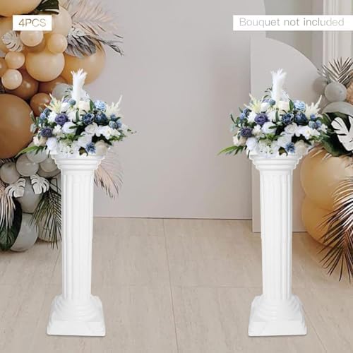 Elegant 4Pcs Roman Column Set - 34 Inch Plastic Greek Column Statues with Flower Pot Pedestal Stands for Wedding Decoration - Image 6