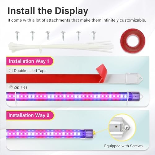 iPower 2Pack 40W LED Grow Lights with Full Spectrum Plant Growing Light Strips for Indoor Plant with Auto ON/Off 3/9/12H Timer, 10 Dimmable Levels 48 LEDs Per Tude, 3 Tubes, Red&Blue - Image 3