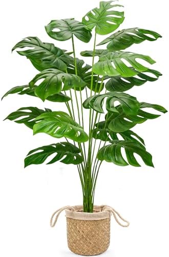 Der Rose 44" Tall Fake Plants, Artificial Tree in Straight Woven Basket by DerRose