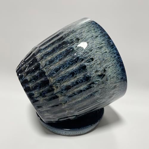 Ceramic Pots for Plants, 6in Ceramic Planters for Indoor Plants, Flower Pots with Drainage and Saucer, Reactive Glaze Blue - Image 6
