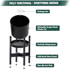 D'vine Dev Plastic Pot with Ebony Wood Stand, Black, 16 in, 55-C-Z-2 - Image 5