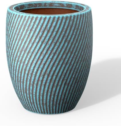 Ocean Teal Veil Small Twill Conical Round Planter 13" Tall by HumidJade