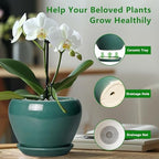 Ceramicfor Ceramic Planter for Indoor Plants 10 Inch, Green - Image 5