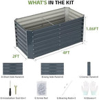 Raised Garden Bed, 4x2x1.86ft, Grey - Image 2
