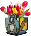 Handcrafted Stained Glass Rabbit Planter, 4.6x3x5.15 in by Entlityful