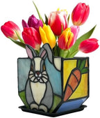 Handcrafted Stained Glass Rabbit Planter, 4.6x3x5.15 in by Entlityful