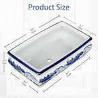 Villa Como 9" Large Blue and White Ceramic Bonsai Pot with Drainage Hole - Image 2