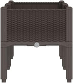 Brown Elevated Garden Planter with Legs, 31.5x15.7x16.5 Inch Polypropylene Planter Box for Climbing Plants, Rattan Look Design for Patio and Terrace - Image 4