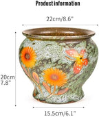 Sungmor 9 Inch Hand Painted Ceramic Succulent Plant Pots - Green & Daisy - Image 3