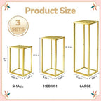 3pcs Cylinder Stands for Party, Gold Square 15.7/23.6/31.5 inch - Image 2