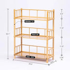 3-Tier Expandable Freestanding Open Bamboo Book Shelf - No-Tool Assembly & Modular,Bathroom Storage Shelf Unit Plant Stand for Small Space, Bedroom, Living Room, Home Office (Natural, 3-Tier WithRail) - Image 2