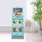 Wooden Plant Stand with Chalkboard, 3-Tier Solid Wood Plant Stand, Fir Wood Ladder Shelf for Indoor/Outdoor Plants, Succulents, 22lbs Load Capacity (Blue) - Image 7