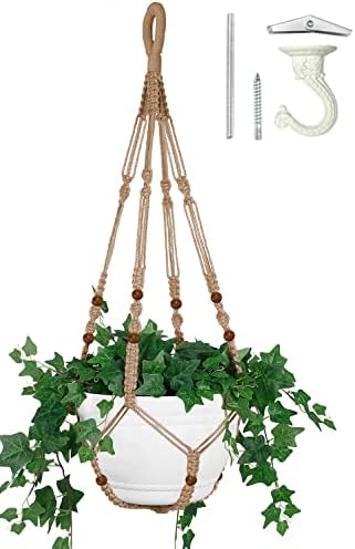 Macrame Plant Hanger Set (Large Macrame Plant Hanger + 2 Pack Hanging Plant Shelf) - Image 2