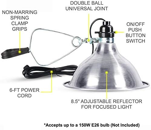 Simple Deluxe Clamp Lamp Light Socket with 8.5 Inch Aluminum Reflector, Suit for Max 150 Watt Lamp (No Bulb Included) with 18/2-Gauge 6 Feet Cord, 4-Pack - Image 3