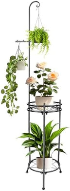 Plant Stand,Adjustable 3 Tier Potted Holder Flower Pot Stand with Hangers by CCAENI