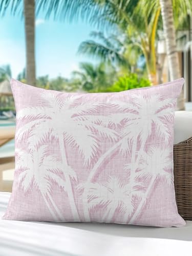 Outdoor Pillow Waterproof 1 Pack, Tropical Palm Tree Patio Throw Pillows for Couch Bed Sofa with Insert, Vintage Lavender Exotic Botanical Plants Decorative Reading/Camping Pillow Set 18x18 Inch - Image 5