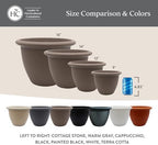 The HC Companies Sevilla Flower Planters - Durable Outdoor & Indoor Planter - Round Lightweight Self Watering Plant Pots for Herbs & More (14" Cottage Stone, Pack of 1) - Image 6