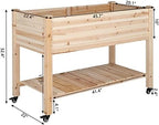 Outvita Raised Garden Bed on Wheels, Mobile Elevated Wood Planter with Lockable Wheels, Woven Fabric Cloth and Storage Shelf for Flowers, Vegetables Backyard Balcony - Image 2