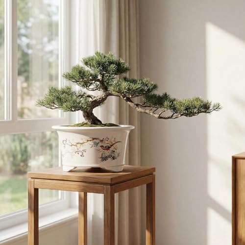 6.69" Glazed Bonsai Pots, with Drainage, Indoor-Outdoor Decor - Image 4