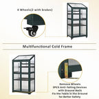 Small Greenhouse 62" H Cold Frame Portable Greenhouse with Lockable Wheels Openable Roof and Adjustable Shelves 3-Tier Wooden Greenhouse Cabinet for Indoor Outdoor Patio Balcony Garden, Forest Green - Image 5