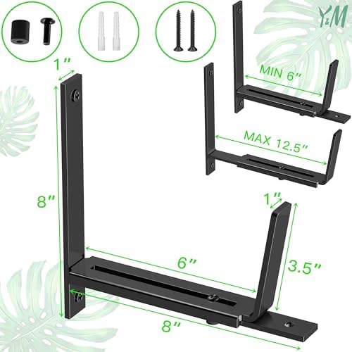 Y&M Adjustable Window Box Brackets 6 Pack, Wall Mount Planter Box Brackets - Image 4