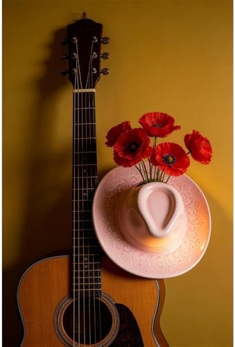 Ceramic Cowboy Hat Wall Vase - Handmade Hanging Flower Planter, Western Boho Room Decor & Coastal Cowgirl Aesthetic Wall Art for Home Decorations (Pink) - Image 3