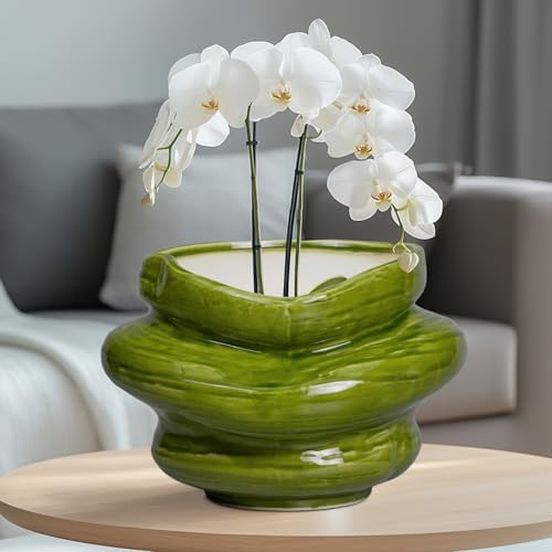 Ceramic Planters Bonsai 10.6 Inch - Planters with Drainage Hole, Flower Pots for Indoor Plants Outdoor Plants, Large Plant Pot for Home Decor, Gift for Men Women, Green - Image 4