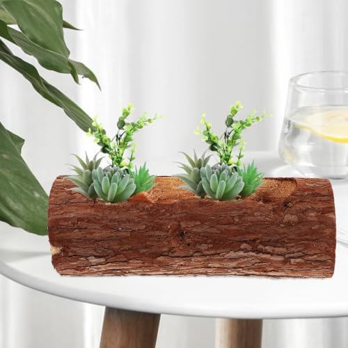 BESTOYARD 2 Pcs Wooden Pile Flowerpot Wooden Pot Whisky Planter Bucket Barrel Planter Horizontal Log Tree Trunk Vase Tall Containers Natural Tub - Image 6