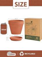 INGOFIN Terracotta Pots Set with Saucer - 2-Pack Ceramic Clay Planters with Drainage Hole, Garden Flower Succulent Pots with Tray for Indoor Outdoor Plants, 8 inch, Set of 2 - Image 2