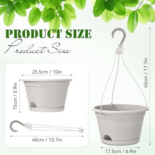 Roshtia 20 Pcs 10 Inch Hanging Baskets for Plants, Grey White - Image 2