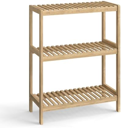 3-Tier Bamboo Freestanding Shelf Multi-use Small Bookshelf Bookcase by HLXZN