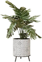EverNest Tristan Neutral Minimal White and Black Modern Style Planter with Nyra Stand, SelectBase Plant Pots, Indoor Planter, Boho Home Decor, Minimalist Pot for Plants (Large, Gold) by EverNest