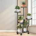 5 Tier Plant Stand, Metal Plant Shelf Indoor Outdoor,Tall Corner Multiple Plants Shelf for Garden Balcony Patio Living Room, Tiered Corner Rack Flower Stands with Wheels by maebeacae