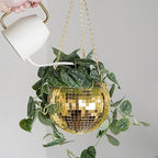 Bubblegum Stuff - Gold Disco Ball Hanging Planter for Indoor Plants - 8 Inch Basket With Chain, Rim, Herb Planter - Boho Decor Plant Pots for Room Decor - Image 5