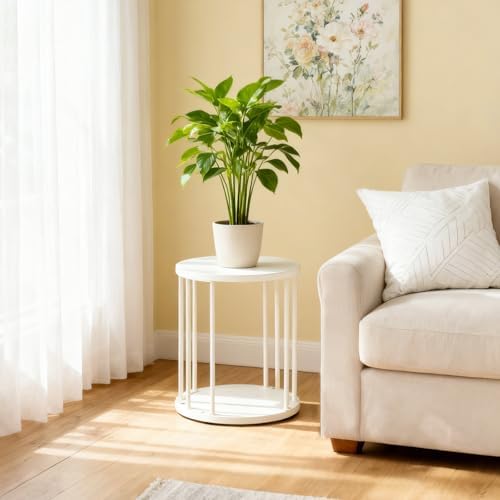 HDANI Small Round Wooden Step Stool for Kids Adults, 300lbs Load Capacity Garden Stool, Non-Slip Small Stool for Plant Stand, Kitchen, Bathroom and Bedroom, White - Image 2