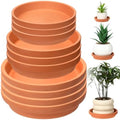 Qinyoung 10 Pcs Terracotta Pot Plant Saucer Set, Terracotta Planter 4.53inch 6.5inch 8.5inch for Indoors Outdoor, Durable Flower Drainage Tray for Plant Pots Base by Qinyoung