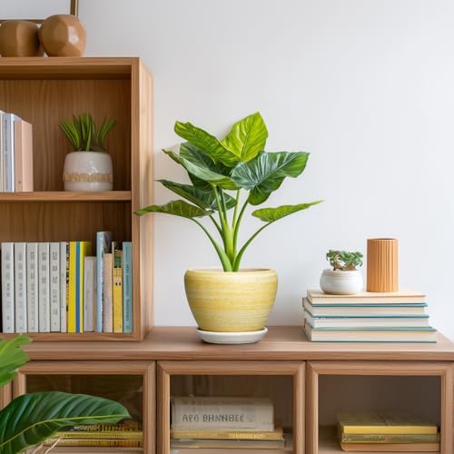 Ceramic Planter, 6 Inch Plant Pots, Textured Yellow - Image 6