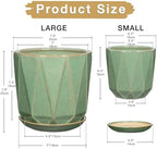 Ceramic Pots for Plants, 8+6 inch Plant Pots with Drainages Holes & Saucers - Image 2