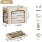 CYhom Storage Bins with Metal Frame, 3-Clear Windows Openings, 43L, Beige - Image 7
