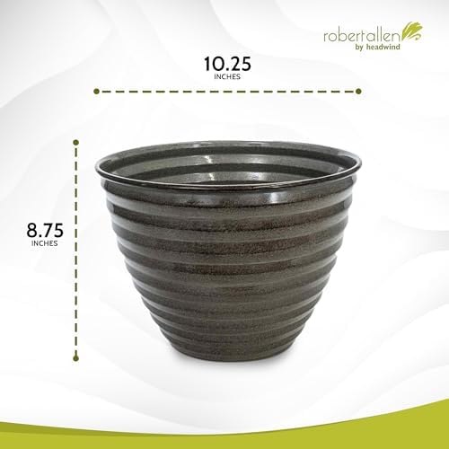 Headwind Avondale Collection Ironstone Decorative Planter - 10 Inch Pebblewood Grey Finish, Lightweight, Durable, Rust-Resistant, Weatherproof, Indoor & Outdoor Use by Robert Allen - Image 2