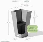 Veradek Pure Series Taper Planter - Tall Tapered Outdoor Planter with Shelf - Image 2