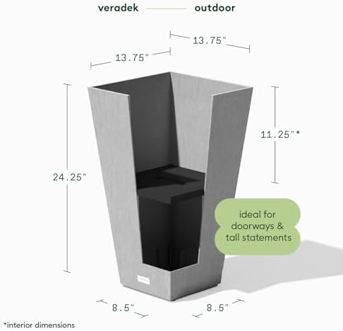 Veradek Pure Series Taper Planter - Tall Tapered Outdoor Planter with Shelf - Image 2