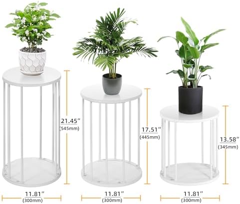 Plant Stand Indoor,small plant stool,Flower Pot Corner stand holder,Mid Century Heavy Duty Metal Tall Home Decor,Modern Round End Table,Small Rustic Display Stand for Living Room,Bedroom (White,3 Packs) - Image 4